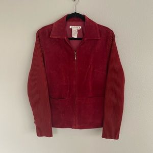 3/$15 Genuine Leather Red Zip Up Jacket